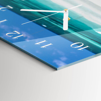 Glass wall clock square Beach sea