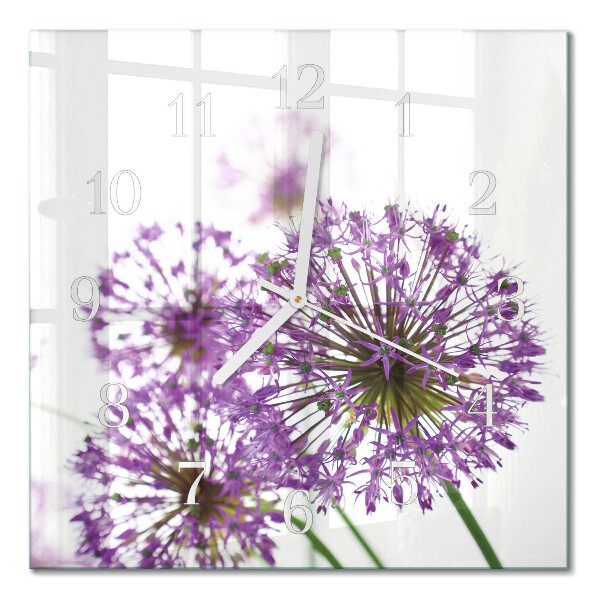 Glass wall clock square Flower