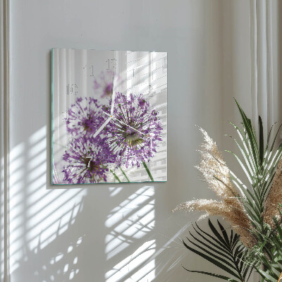 Glass wall clock square Flower