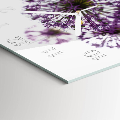 Glass wall clock square Flower