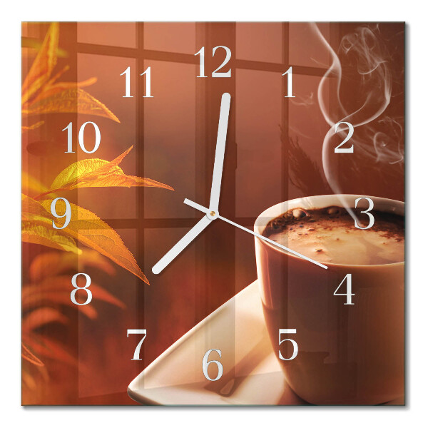 Glass clock square Coffee