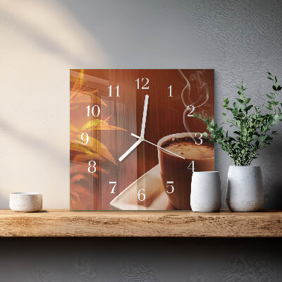 Glass clock square Coffee
