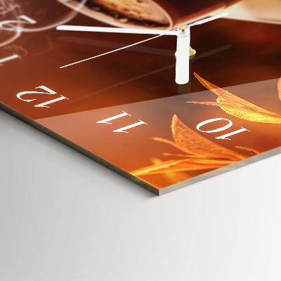 Glass clock square Coffee