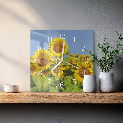 Square kitchen clock Sunflowers