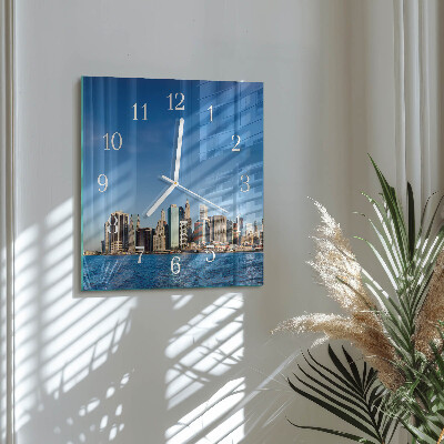 Glass wall clock square Horizon