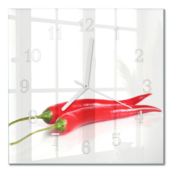 Square wall clock Chili peppers