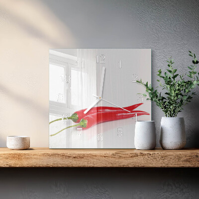 Square wall clock Chili peppers