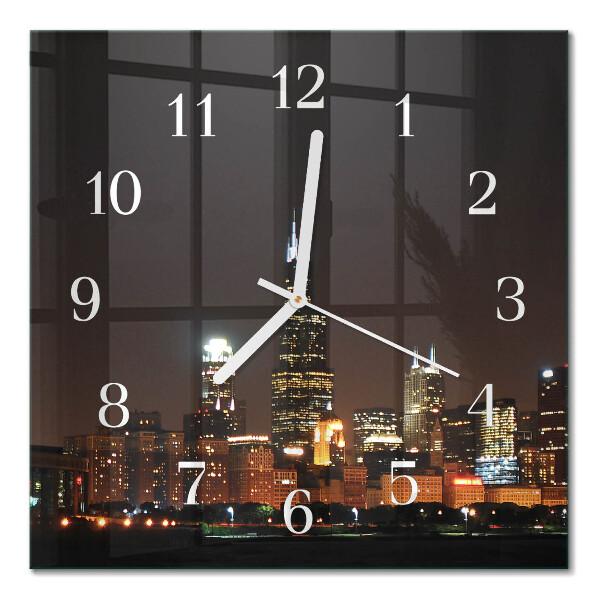 Glass wall clock square Night horizon