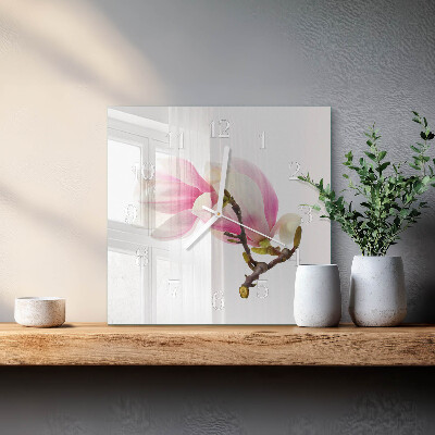 Square kitchen clock Magnolia flower