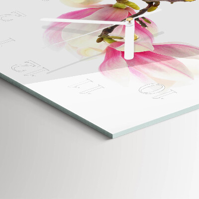 Square kitchen clock Magnolia flower