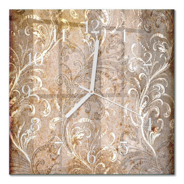 Glass clock square Floral pattern