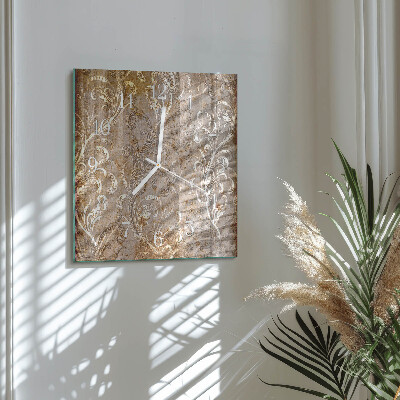 Glass clock square Floral pattern