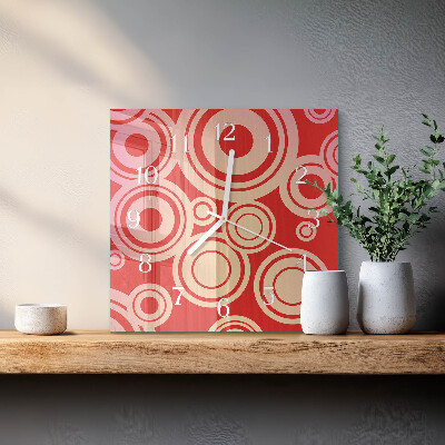 Glass clock square Red wheels