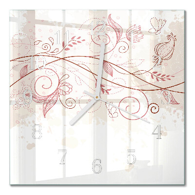 Square wall clock Floristic art