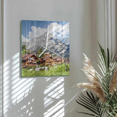 Square kitchen clock Mountains