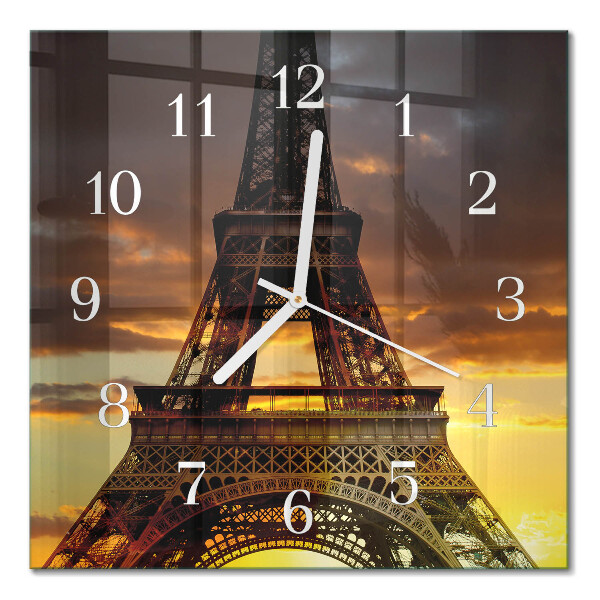 Glass clock square Eiffel tower paris