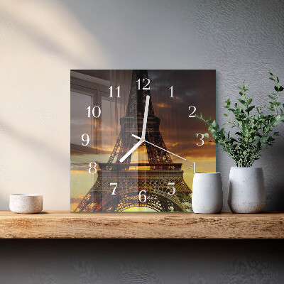 Glass clock square Eiffel tower paris