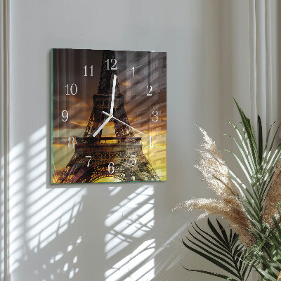 Glass clock square Eiffel tower paris