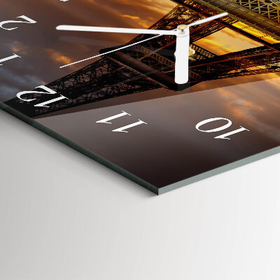 Glass clock square Eiffel tower paris