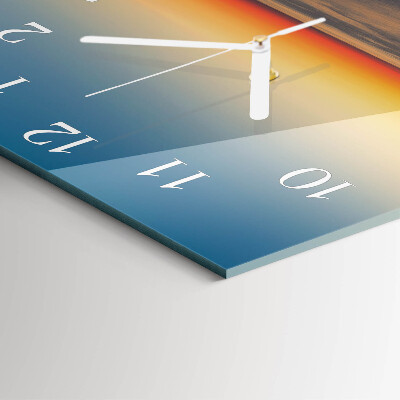 Glass wall clock square Lighthouse sea