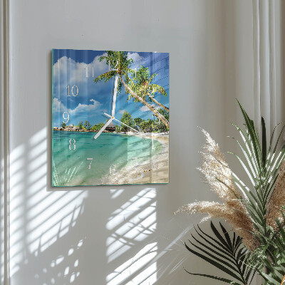 Square wall clock Palm trees on the beach