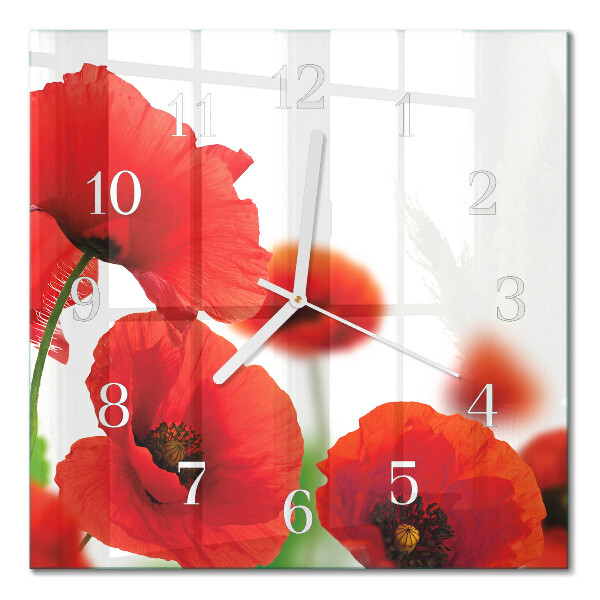 Square wall clock Poppies