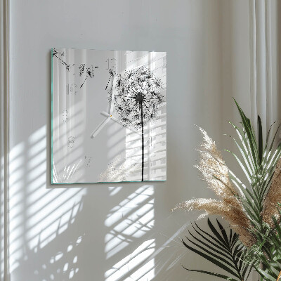 Glass clock square Dandelion
