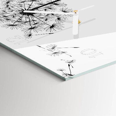 Glass clock square Dandelion