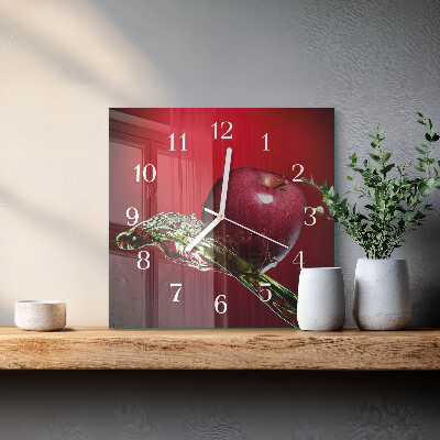 Glass wall clock square Apple