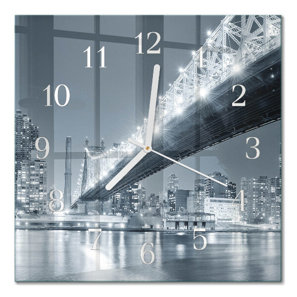 Glass wall clock square Bridge
