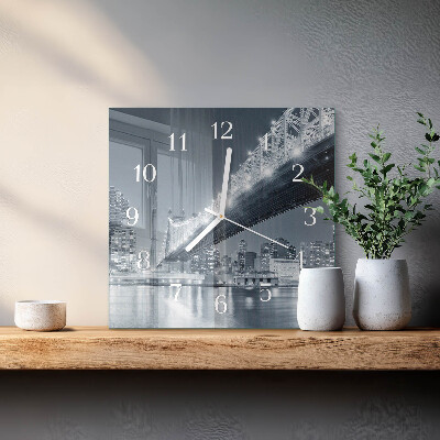 Glass wall clock square Bridge