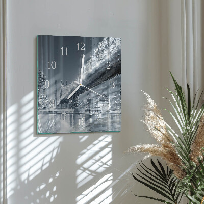 Glass wall clock square Bridge