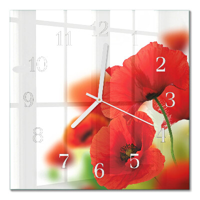 Square kitchen clock Poppies