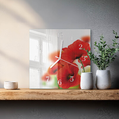 Square kitchen clock Poppies