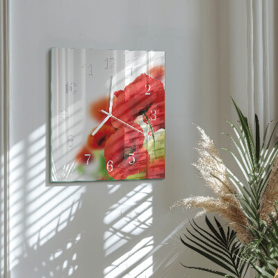 Square kitchen clock Poppies