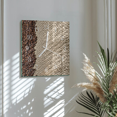 Glass clock square Coffee beans