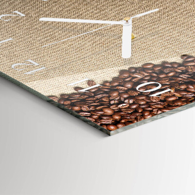 Glass clock square Coffee beans
