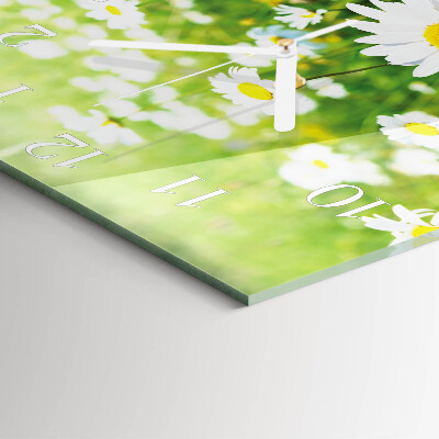 Glass wall clock square Daisies