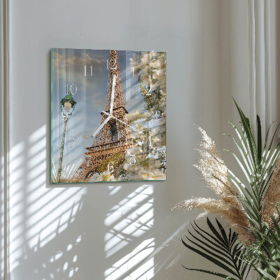 Glass clock square Eiffel tower paris
