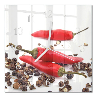 Square wall clock Chili peppers