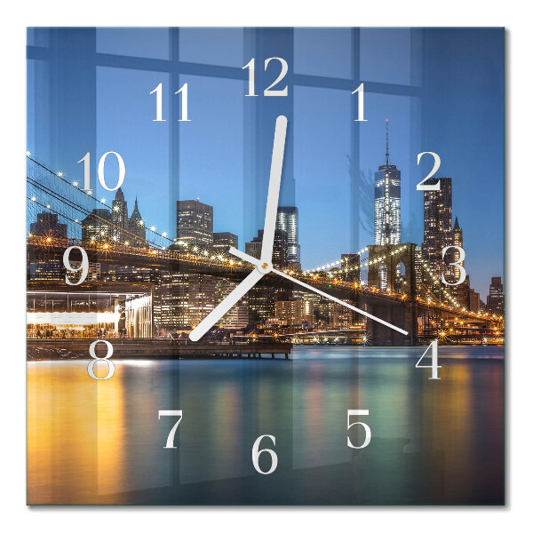 Glass wall clock square Horizontal bridge