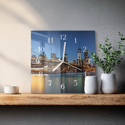 Glass wall clock square Horizontal bridge