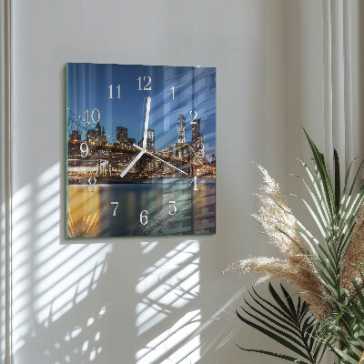 Glass wall clock square Horizontal bridge