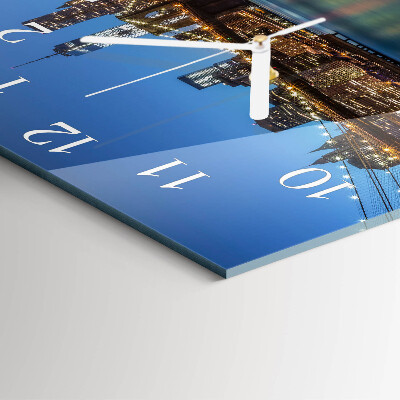 Glass wall clock square Horizontal bridge
