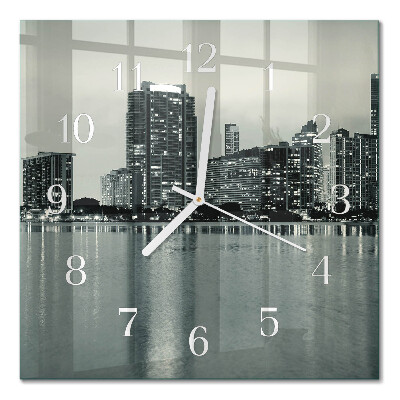Glass wall clock square Horizon