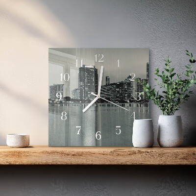 Glass wall clock square Horizon