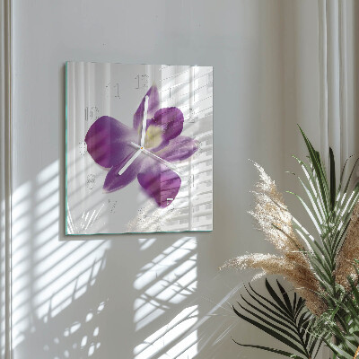 Square wall clock Orchid flower