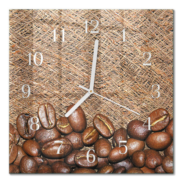 Glass clock square Coffee beans