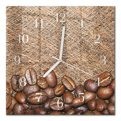 Glass clock square Coffee beans