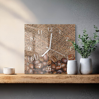 Glass clock square Coffee beans